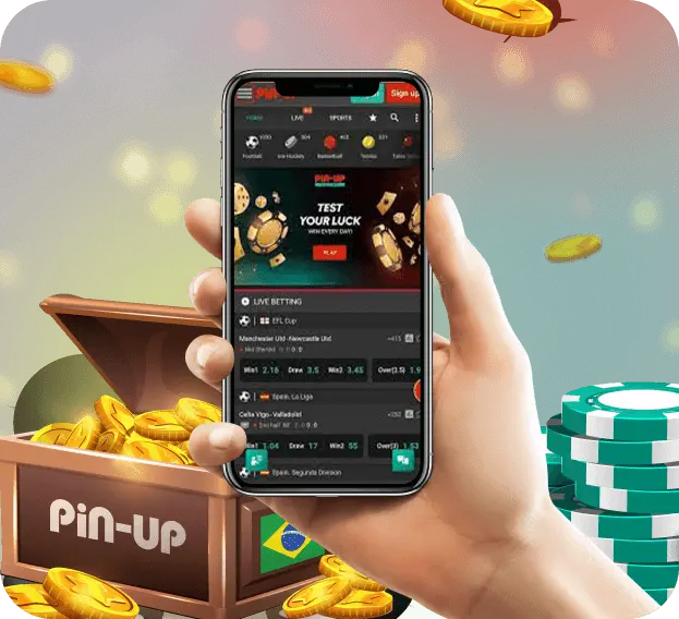 mão segurando o celular com o aplicativo pin up casino